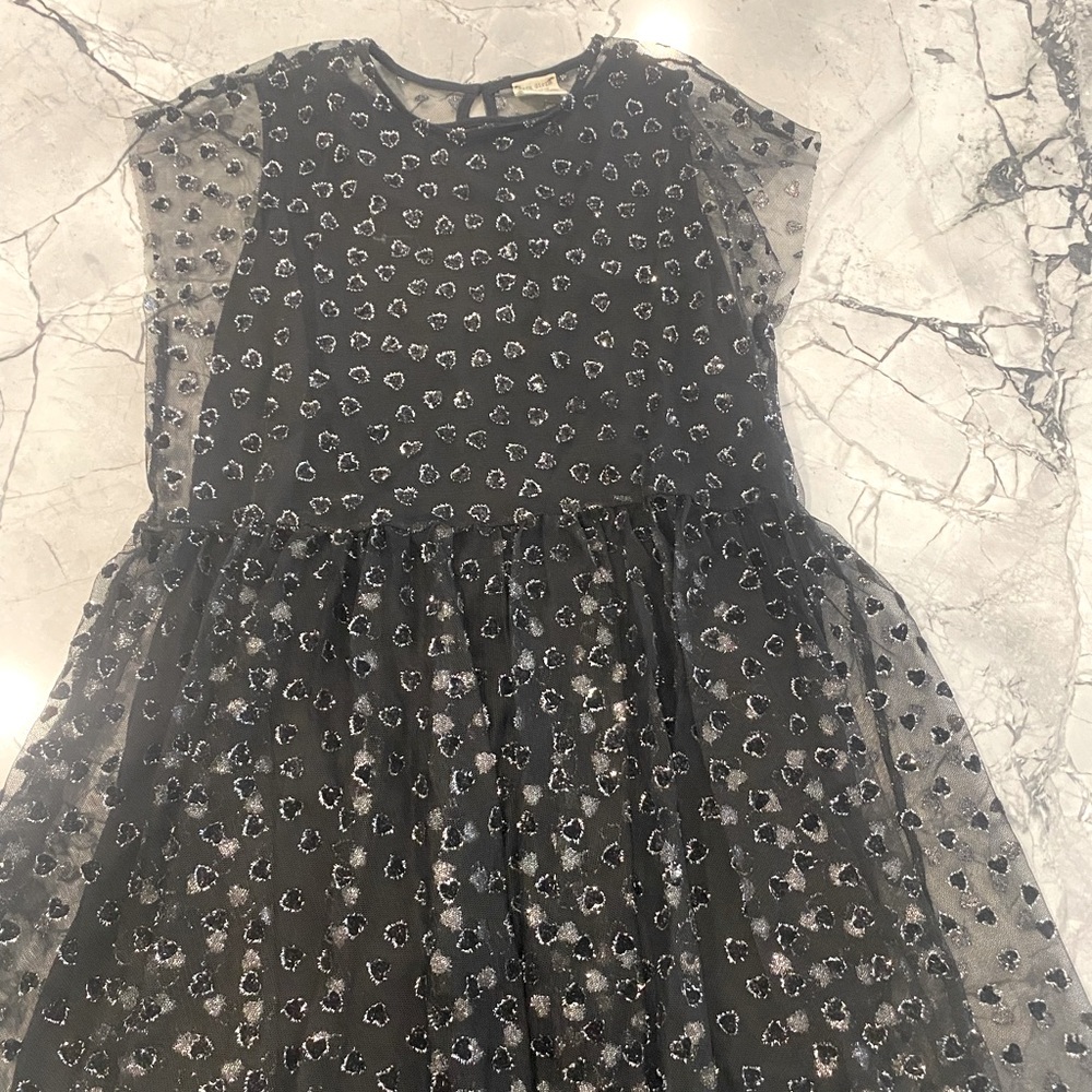 ZARA girls black tulle embroidered dress size 8